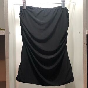 Black Bandeau Style Cascade Flowing Sleeveless Top